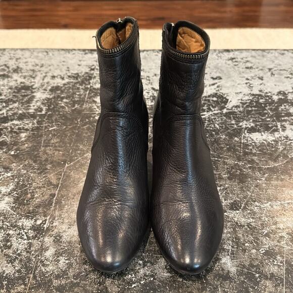 Frye Black Steffi Zip Short Leather Vintage Ankle Boots Size 9 - Picture 4 of 8
